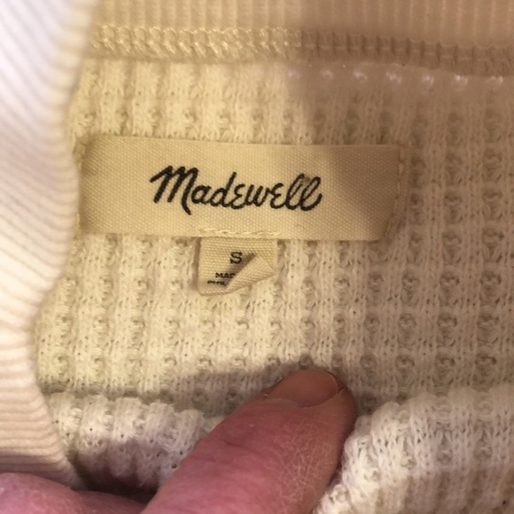 Madewell off white waffle long sleeve pullover top. Size S - Picture 3 of 4